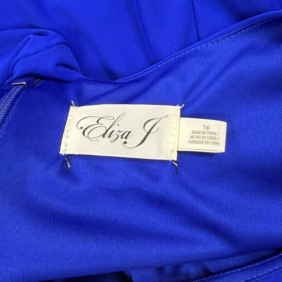 Eliza J Women’s Jersey Knit Drape Knot Front Dress Size 16 Cobalt Blue - Picture 3 of 14
